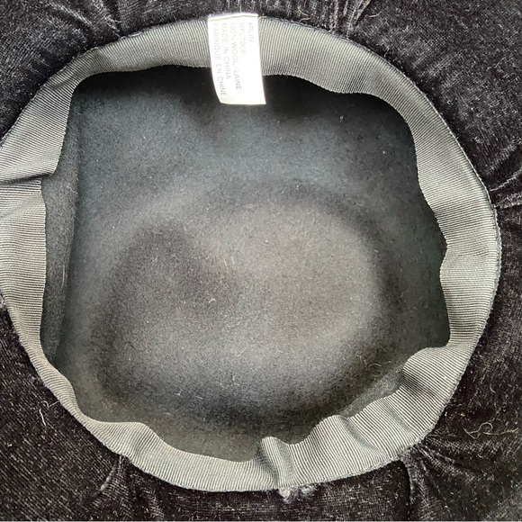 VINTAGE WOOL BLACK WOMENS BOW RIBBON BOWLER CLARA BOW RETRO HAT - Picture 14 of 16